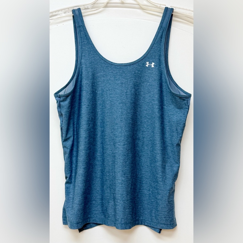 113:  Under Armour Blue Heather Performance Tank Top - Large